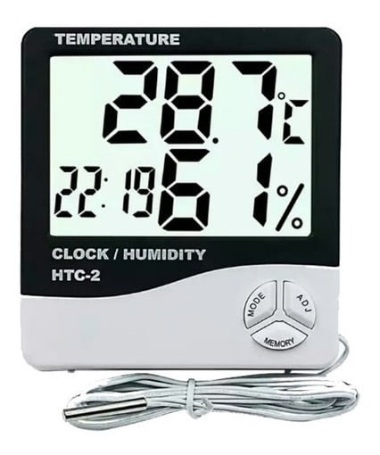 Reloj digital de pared con medidor de humedad y temperatura  (higrotermómetro)